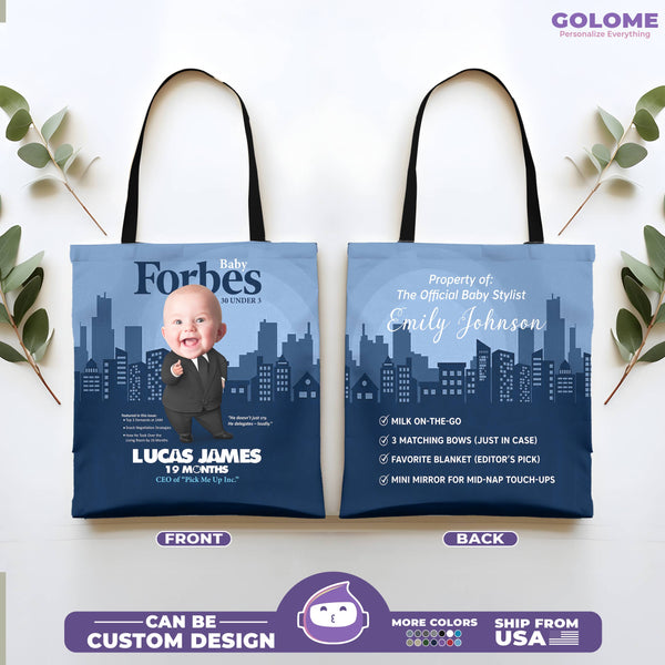 Personalized Baby Forbes Tote Bag – Custom Baby CEO Design | Funny Gift for Mom & Baby
